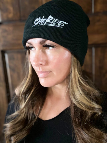 Fold Over Soft Black Beanie